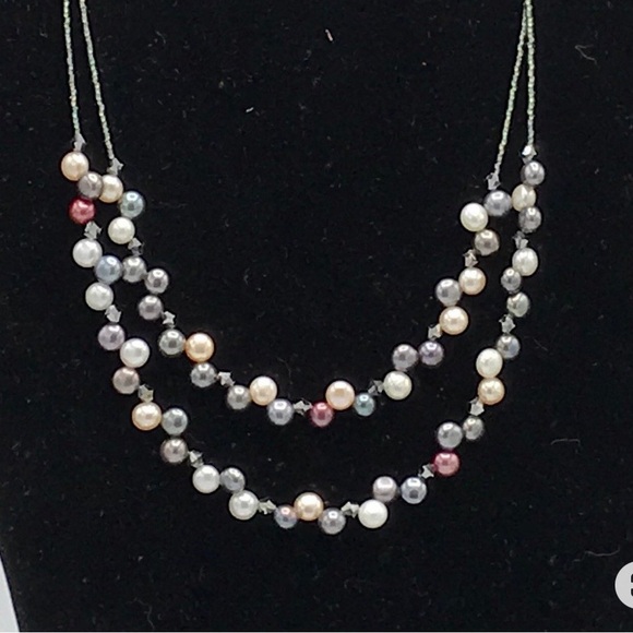 Lia Sophia “Tahitian” pearl double strand necklace multicolor beads. 16”-19” - Picture 2 of 7